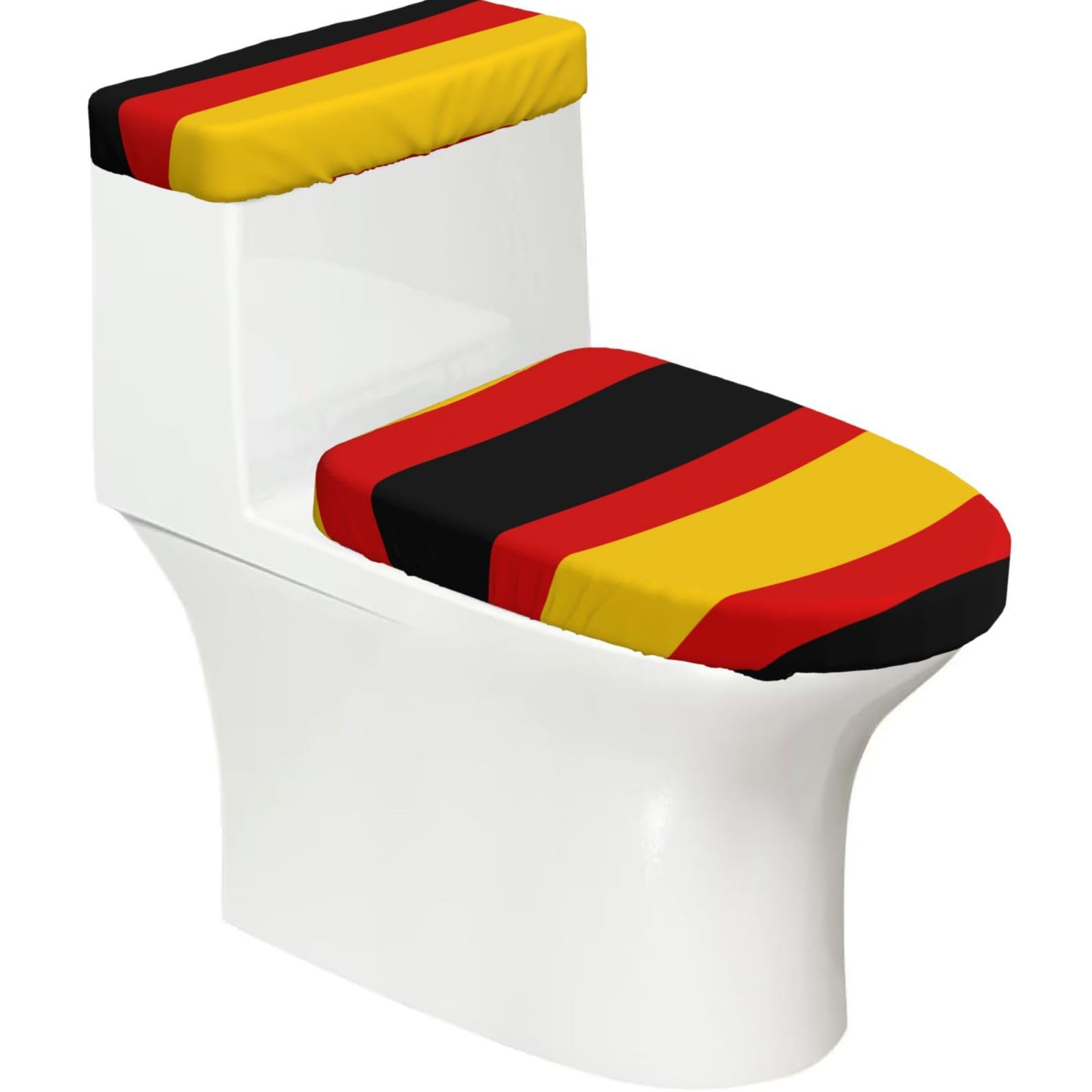 German Flag Print Bathroom Decor Toilet Lid Cover And Tank Covers, Restroom Accessories Fits Most Round
