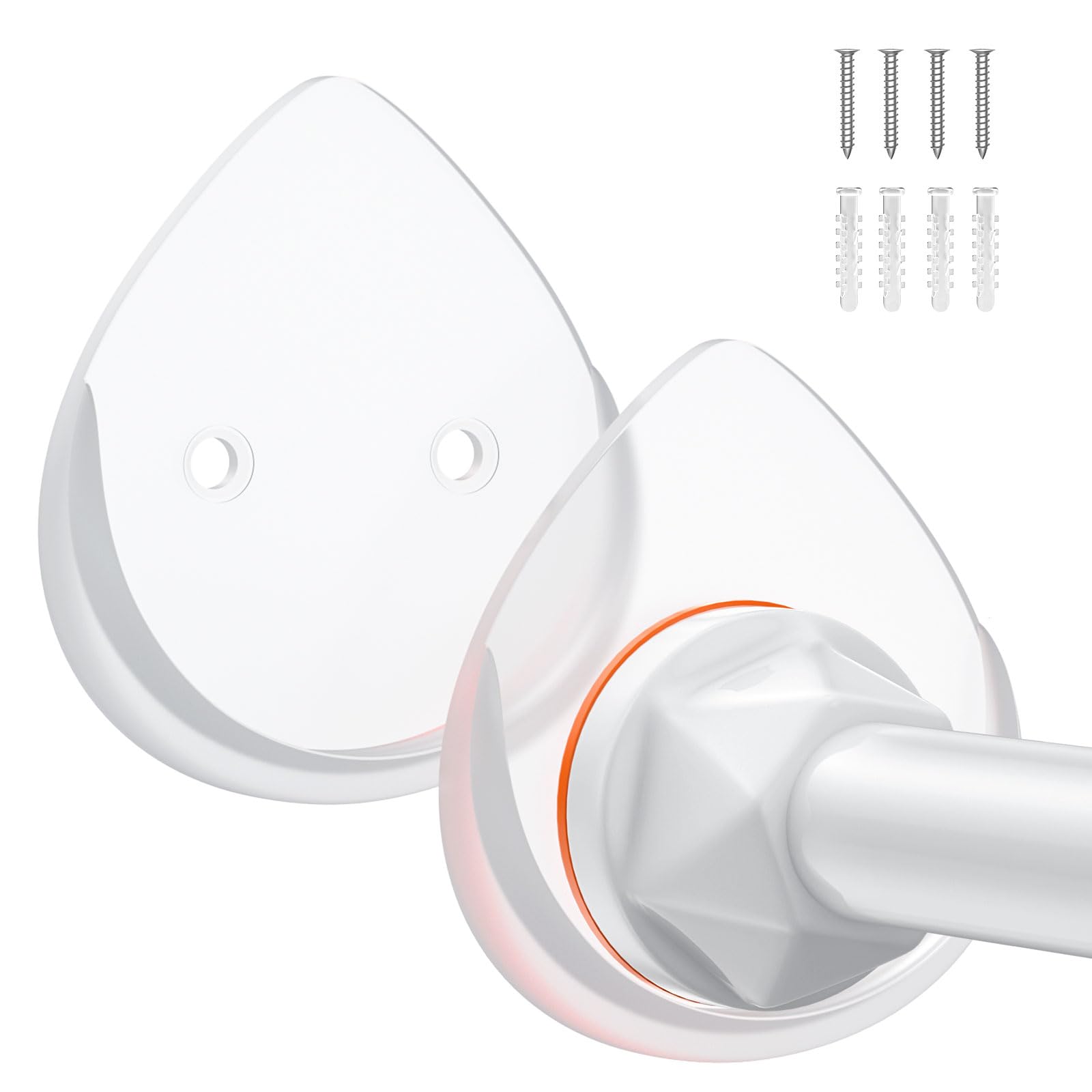 Shower Curtain Rod Holder - No Drilling Adhesive Shower Rod Holders for Wall?Heavy Duty Tension Rod Holder , Waterproof?2 Pack?Transparent Color (Shower Curtain Rod Not Included)