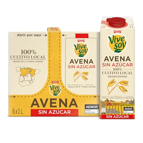 Vivesoy - Bebida Vegetal de Avena Sin Azúcar 100% Cultivo Local - Pack 6 x 1L