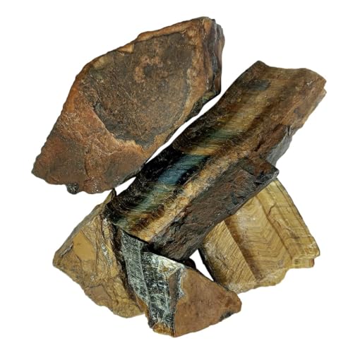 Image of Blue Tiger Eye Raw Stone (200 Gm) | Natural Healing Crystal for Calm Mind & Communication | Natural Stones for Meditation & Reiki | Decorative Raw Crystals for Spiritual Home & Office Decor (2-4 Pcs)