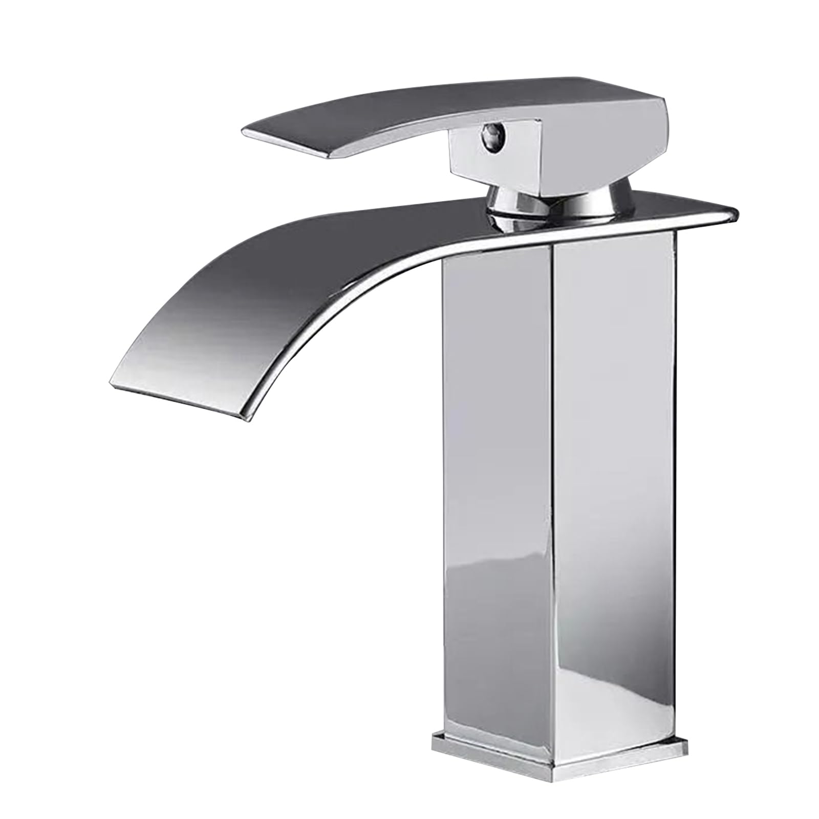 Grifos De Lavabo De Cascada para Baño, 1 Orificio, Agua Caliente Y Fría, Grifos De Cascada G1/2'', Grifos De Lavabo Simple, Negros, Cortos(Chrome-Short)