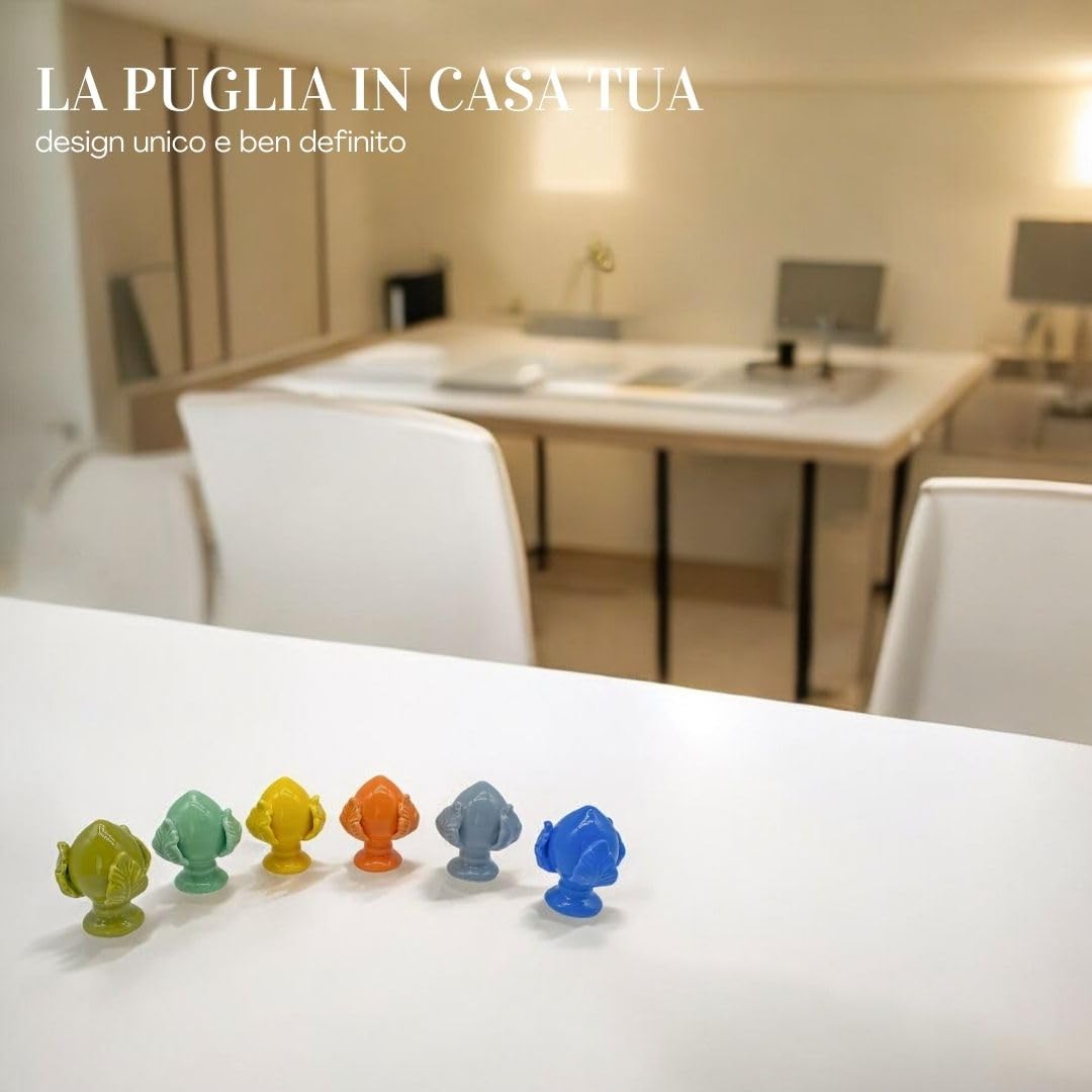 Doni Bomboniere Kit 6 pz PUMI Pugliesi in Ceramica Realizzati a Mano in Colori Assortiti con Finitura Lucida Perfetti Segnaposto Matrimonio Cerimonie 18 Anni Comunione Compleanno Eventi Tema Puglia