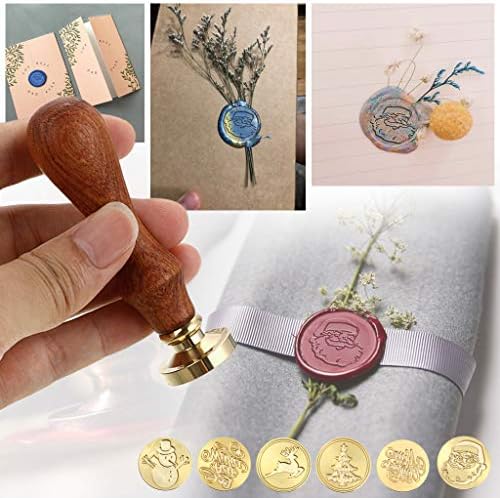 Sumnacon Wax Seal Stamp Set for Christmas Themed, 6 pieces Removable Sealing Brass Stamp Head, Arts & Crafts Sealing Stamp Kit for Creative Gift, Envelopes Invitations Cards