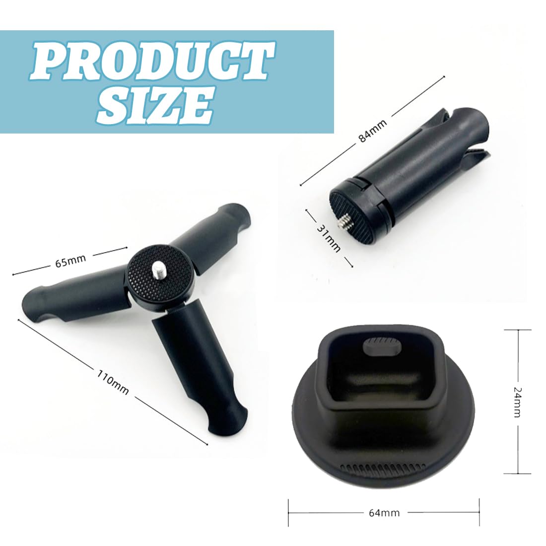 2pz Mini Treppiede e Supporto per DJI Osmo Pocket 3, Treppiede Portatile Tavolo, Base per Pocket 3 con porta di ricarica, per Selfie Stick Vari Accessori per Attrezzature di Ripresa