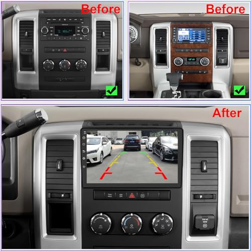 for Dodge RAM 1500 2500 3500 Radio Upgrade 2009 2010 2011 2012,Android Stereo Replacement,QLED Touch Screen,8core CPU,Build in Wireless carplay Wired Android Auto,Free Camera