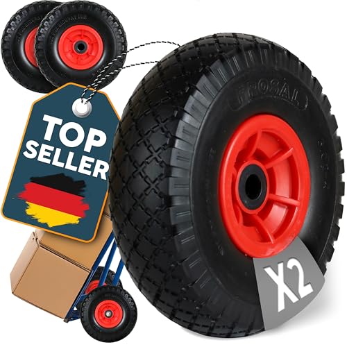 FROSAL 2 x Sackkarrenrad - Vollgummireifen - PU Rad 260 mm 3.00-4 pannensicheres Ersatzrad für Sackkarre und Bollerwagen Nabenlänge 60 mm Achse 20 mm bis 100 kg geruchsarm & leiser Lauf