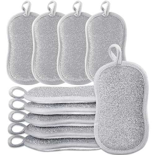 Esponja de limpieza lavable grande, 10 unidades, esponja de cocina lavable, esponja de cocina de doble cara resistente a los arañazos para la limpieza del hogar, cocina, fregadero, vajilla y baño