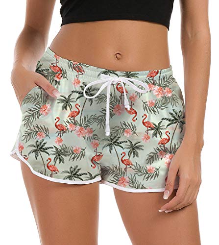 Fanient Short Femmes, Corde Attacher Shorts Été Hot Pantalons Femmes nouveauté Shorts de Yoga Pantalons de Sport séance d'entraînement Gym S-XL, Colorful Unicorn, M
