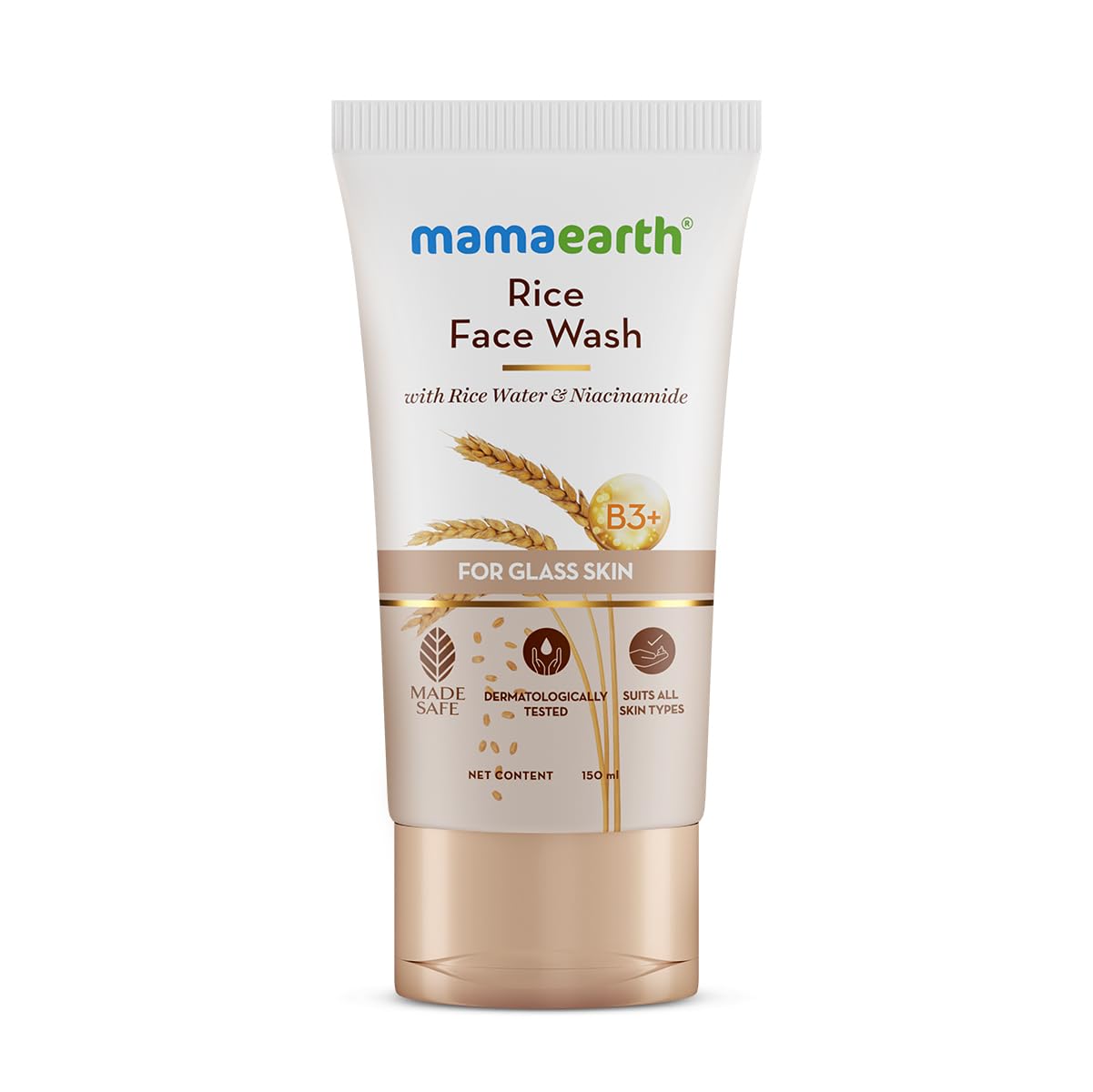 Mamaearth Rice Face Wash With Rice Water & Niacinamide for Glass Skin | For Hydrated & Even Skin Tone | Glowing & Brightening | Korean skin Care Product | For All Skin Types | For Men & Women | 150 ml