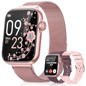 Relógios inteligentes para mulheres, relógio inteligente com rastreador de atividades para telefones Android/iPhone, relógio feminino de 4,7 cm com monitor de pressão arterial, chamadas e
