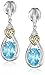 Sterling Silver and 14k Yellow Gold Diamond Accent Swiss Blue Topaz Love Knot Earrings