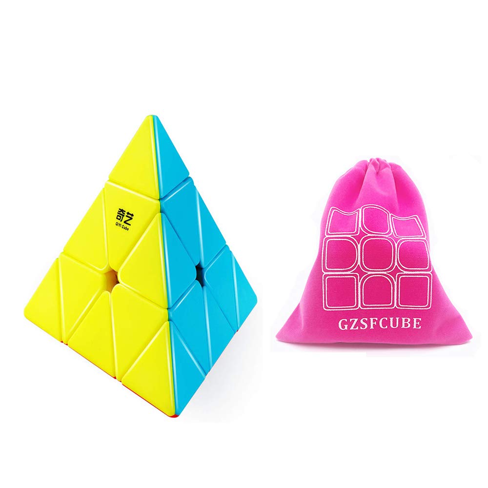 JJ Pyramid Cube Qiyi Qiming Triangle Cube Stickerless Speed Cube Puzzle Toys