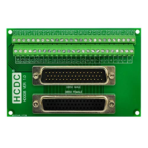 HCDC D-SUB Male-Female Breakout Board Terminal Block Interface Module (DB50) - Green