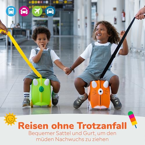 Trunki Handgepäck und Kinderkoffer zum Draufsitzen | Kinder Risen Geschenk für Mädchen und Jungen | Trolley Tipu Tiger (Orange)