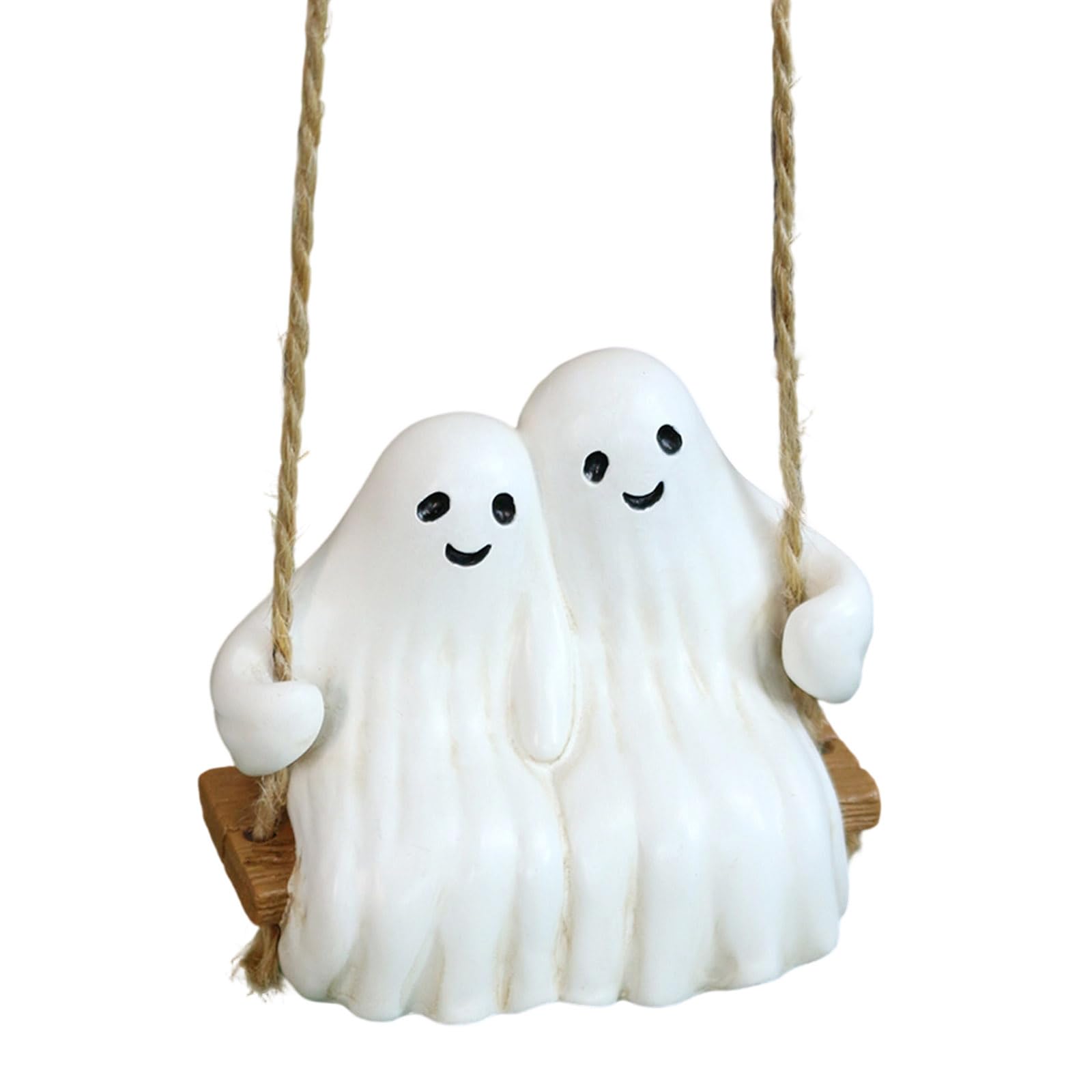 Xjdzineq Halloween Ghostly Couple on Swing Resins Hanging Decors for Garden Patios Tree Indoor and Outdoor Horror Theme Ornament Halloween Ghostly Swing Sculpture