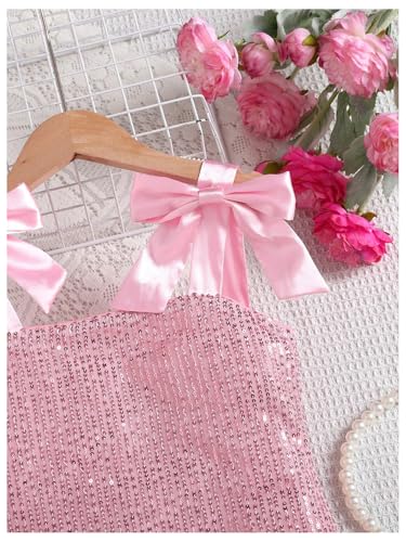 Floerns Girl's Sparkly Sequin Sleeveless Tie Shoulder Birthday Princess Bodycon Dress3