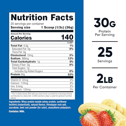 Image of Nutricost Whey Protein Isolate (2 LB) Strawberry Banana Flavored - GMO-Free, Gluten-Free
