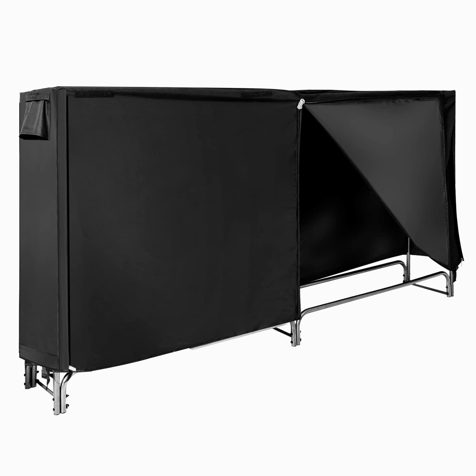 GOPLUS Estantería para leña de chimenea con cubierta impermeable, estantería de metal con patas elevadas, soporte para leña para interior y exterior (longitud 240 cm)