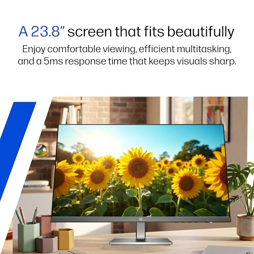 Image of HP 524da 23.8 inch (60.5cm) FHD Monitor, IPS Panel, 300 nits, Eye Safe Certified, 100hz Refresh Rate, 5ms Response time, Ergonomic Design, Black, 3 Years Warranty (B11W5AT)