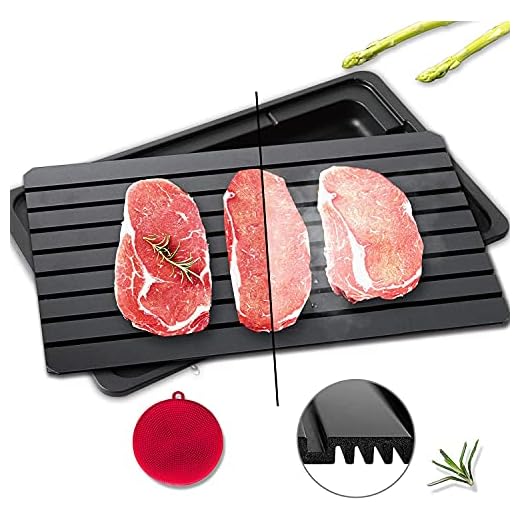 Defrosting Tray for Frozen Meat Rapid and Safer - Thawing Tray for Frozen Meat with Drip Tray - Natural Heating Defroster Tray Miracle Thaw Large Size Upgrades 6mm