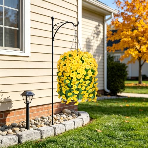 Image of Ammyoo Artificial Faux Hanging Flowers Basket for Fall Outdoor Decor