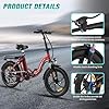 ELEKGO Vélo électrique, 20"*3.0 Pneus Larges vélo électrique Pliable, vélo de Trajet Urbain E Bike avec Moteur 250W, 36V 12Ah Batterie Amovible, 7 Vitesses Ville E-Bike pour Unisexe Adulte #5
