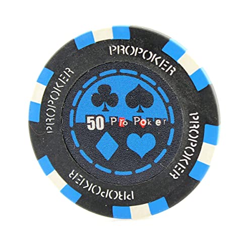 Versa Games Pro Poker Chips in 13.5 Gram Weight - Pack of 50 (Choose Colors) (Blue)