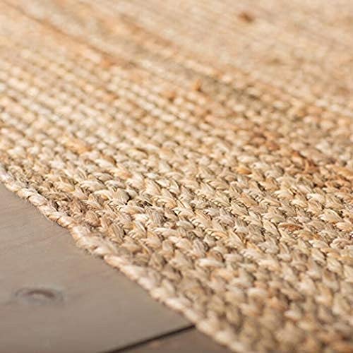 Image of Braided Reversible Carpet for Bedroom Living Room Dining Room (Beige, Jute, 6x12 Feet)