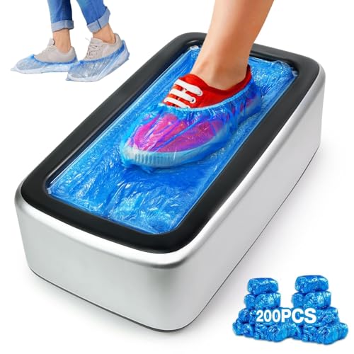 YJDayy Shoe Covers Dispenser Containing 200pcs Shoe Covers Disposable Non Slip High Quality Automatic Shoe Cover Machine with Disposable Shoe Covers for Indoors for Most Occasion and Shoes Size