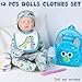 PEDOLLTREE 12 Pcs Set Reborn Baby Dolls Clothes Outfit Accessories Blue Dinosaur Set for 17-22 Inch Reborn Doll Newborn Boy with Monster Backpack Diaper