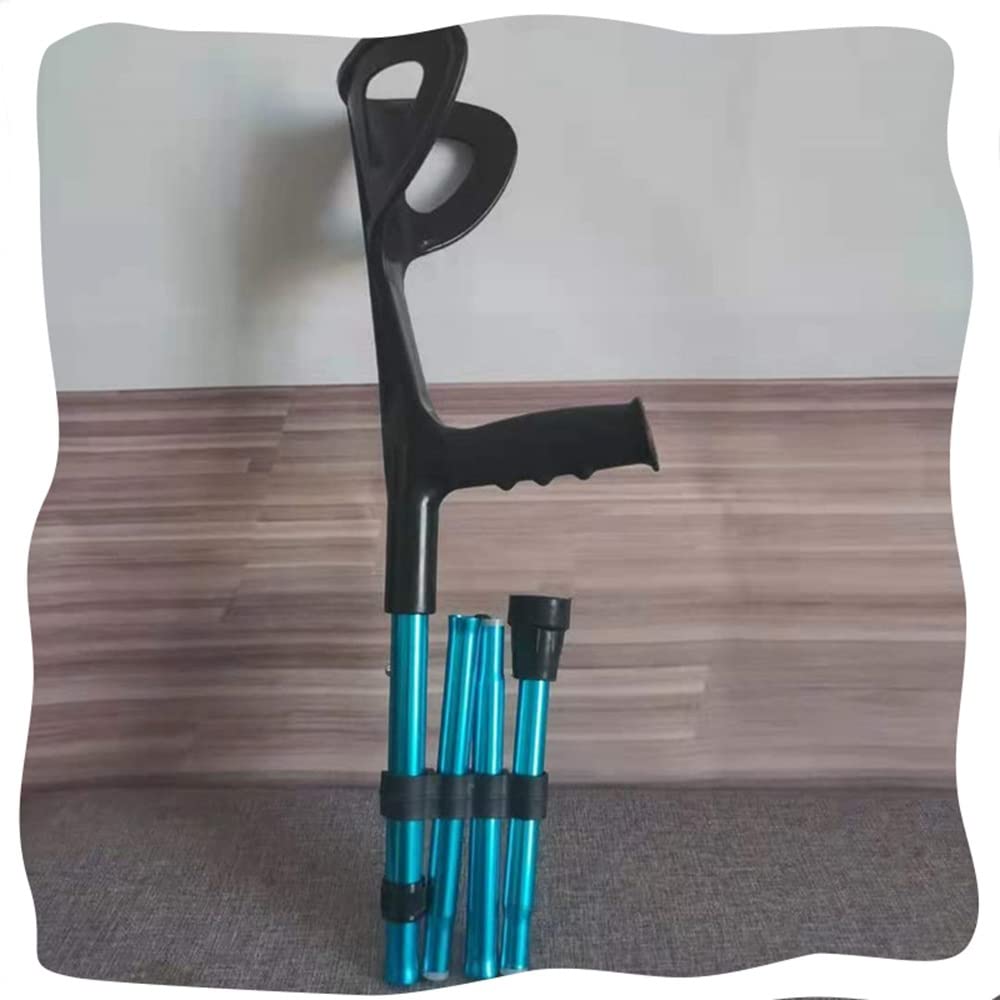 Muletas De Antebrazo Ajustables, Bastón para Caminar, Muletas Ergonómicas De Codo, Cuatro Pliegues, Palo De Axila para Adultos con Almohadillas De Mango, Azul/marrón