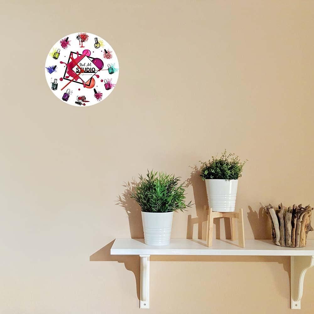 Nail Art Studio Decorative Wall Clock Silent Quartz Clock Haning Wall Watch Beauty Salon Decoration Nail Technician Gift Idea(No Frame)