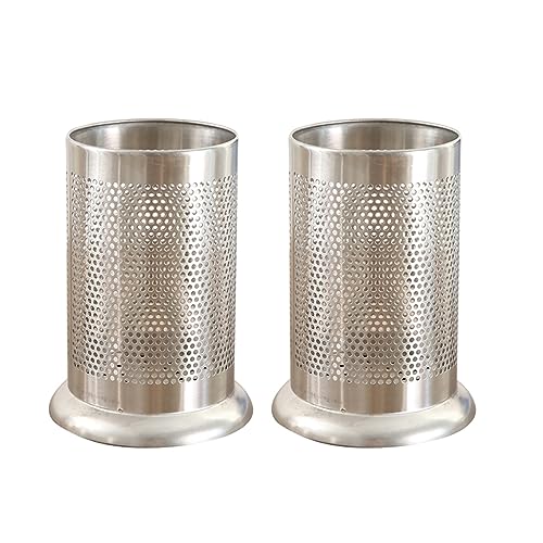 OFFSCH 2Pcs Stainless Steel Utensil Organizer with Widen Base Cutlery Drying Rack for Spoons Forks and Chopsticks Storage Rustproof Silver Tableware Holder Dense Hole Design