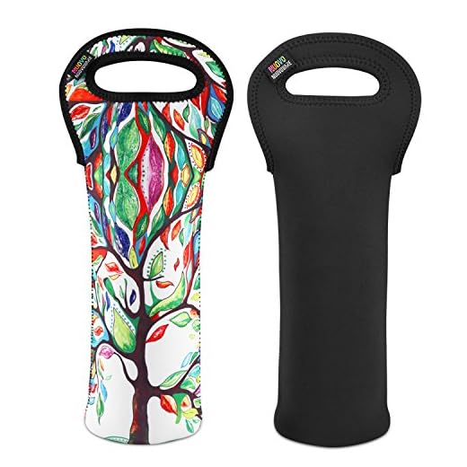 Nuovoware Wine Bag, Portable Wine Tote Holders and Carriers Insulated Bag for Wine and Water Bottles, Wine Bottle Protector for Home Travel and Picnic, Lucky Tree and Black