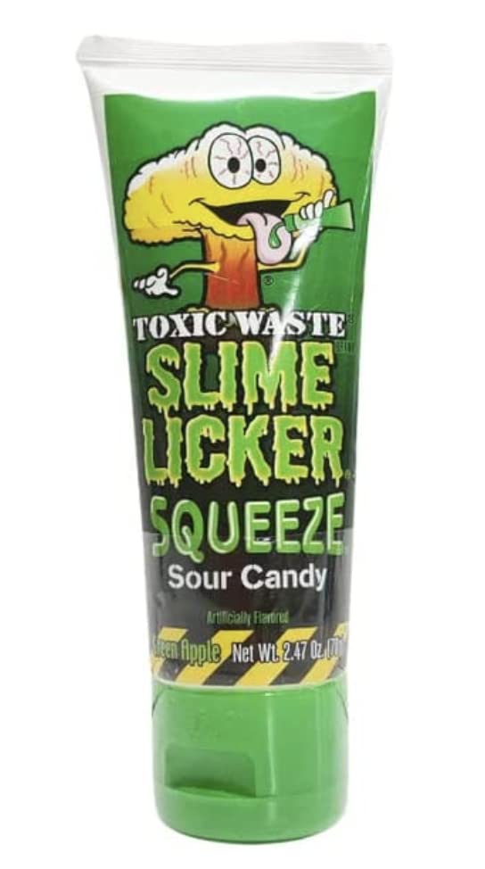 Vista 6 de Couger 's Toxic Waste Slyme Licker Sour Squeeze Candy (paquete de 3) (manzana verde, Razz azul y cereza)