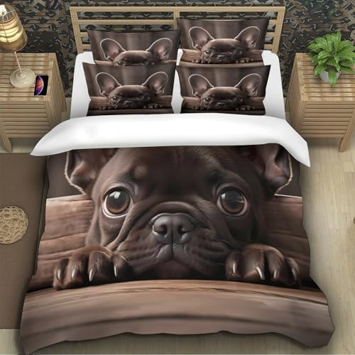Housse de couette microfibre légère parure de lit 3D chiots - 5