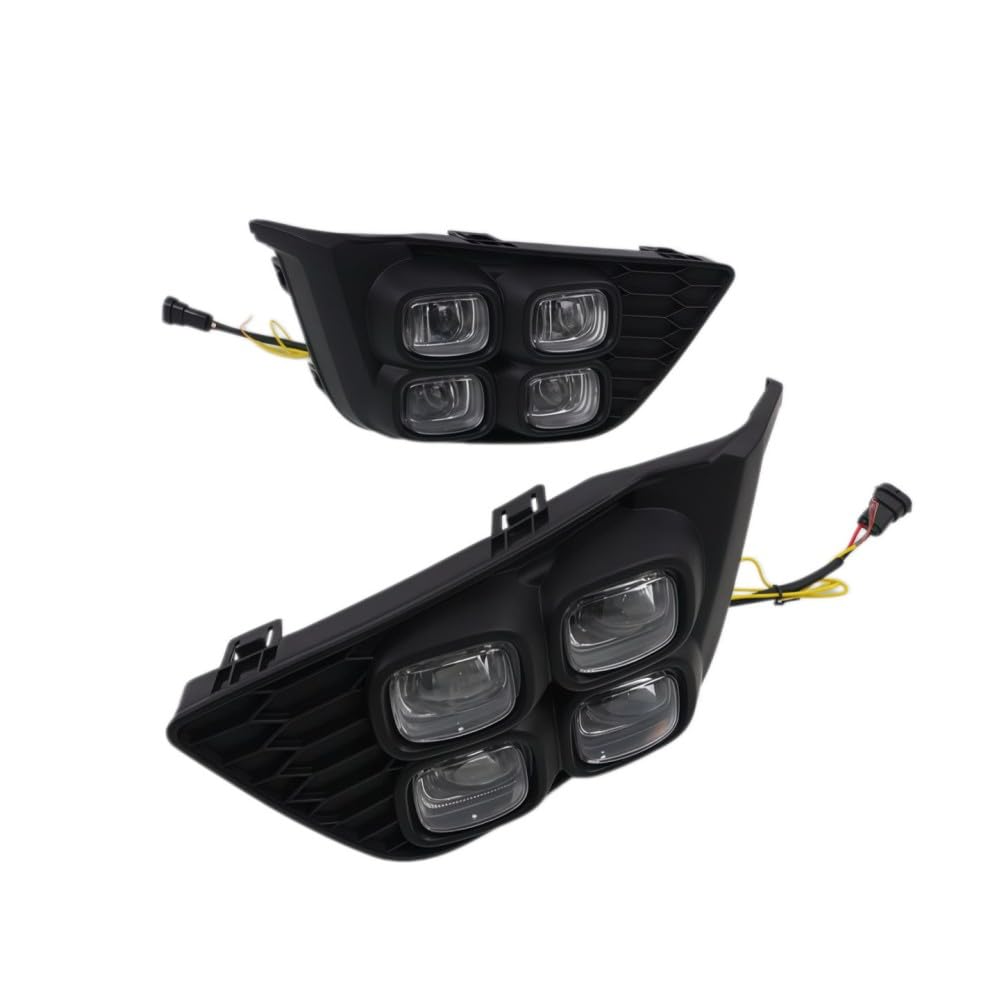 Luci di marcia diurna a LED DRL 12W 6000K 4LEDs Fendinebbia + Segnali di direzione gialli