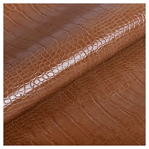 Similicuir Texture Crocodile 1.0mm Marron Brillant Rouleau Ameublement 10m