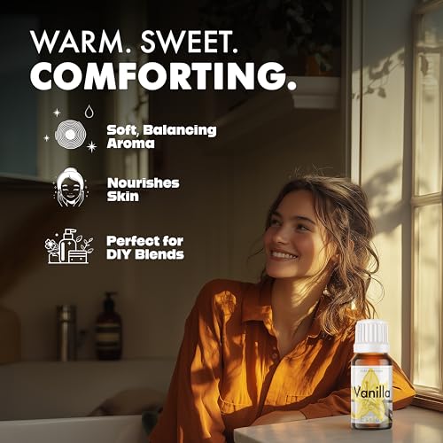 Image of Esslux Vanilla Essential Oil for Diffuser - Relax and Stay Sweet with Vanilla Oil for Skin - 100 Pure Natural Therapeutic Grade Vanilla Essential Oil for Aromatherapy and Topical - 120 ML
