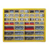 44-Drawer Parts Organiser Cabinet – Wall-Mountable or Freestanding Screw & Craft Storage Unit | 32 Small + 12 Large Drawers | Garage, Shed & Workshop Organiser | Pukkr