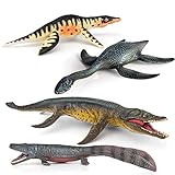 10Inch Realistic Ocean Life Toys Playset Large Prehistoric Sea Creatures Toys 4PCS Replica of Mosasaurus Plesiosaur Dinosaur Figures Collection Sea Animals for Toddler Boys Kids Birthday Gift