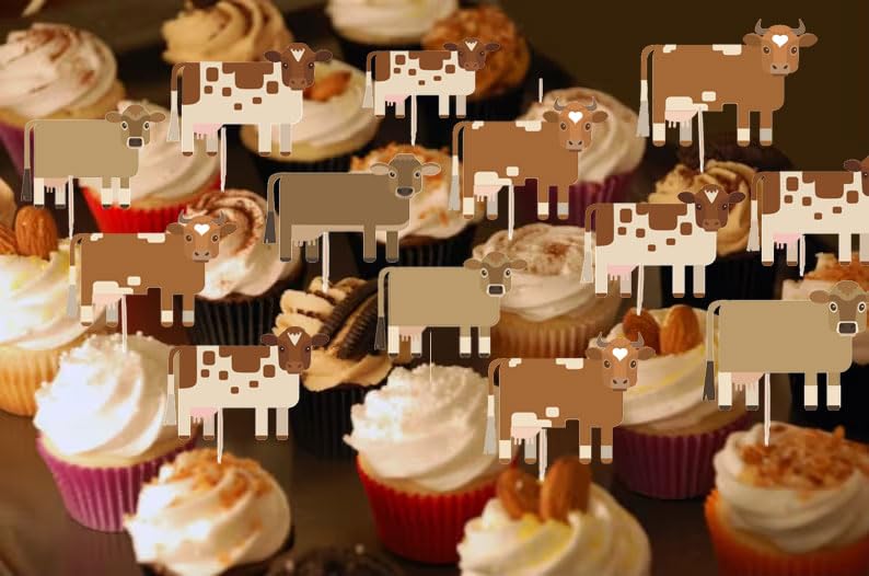 Cowboy Western Cupcake Toppers - 25 PCS Wild West Rodeo Birthday Cake Decorations