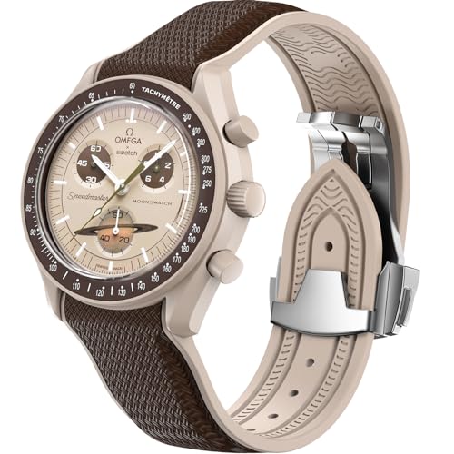 Image of Strap for Omega x Swatch MoonSwatch Watch 20mm,Folding Buckle Band Compatible Omega X Swatch Moonswatch Speedmaster,Curved No Gap Replacement Strap for Men Women