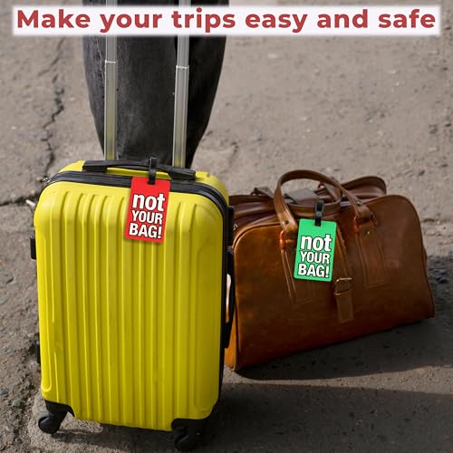Image of Kraptick Luggage Tags for Travel - Strong & Stylish Bag Identification Tags for Suitcase Lightweight Name Tag for Bags Travel ID Labels for Suitcase, Backpack & School Bags (Pack of 2) (Red,Green)