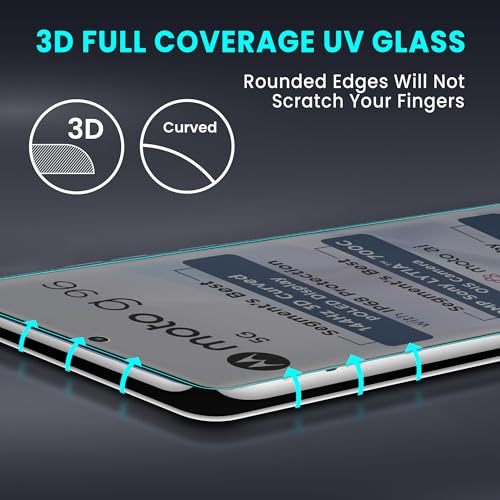 Image of FIRST MART Anti-Spy UV Tempered Glass for Motorola G96 | 9H Curved Display Screen Guard, Fingerprint Compatible | Pack of 2