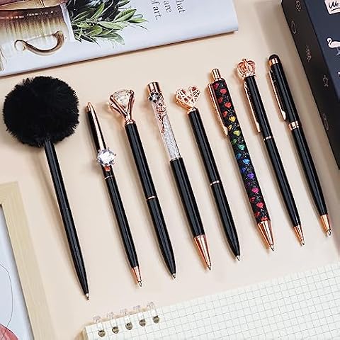 WEMATE 8Pcs Crystal Ballpoint Pen Set Cover