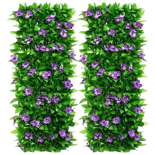 Joygoodta 2Pcs Balcony Privacy Screen, Artificial Purple Orchid Fence Privacy