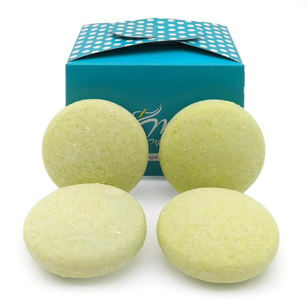 Pack 4 uds. Champú sólido para cabello normal - 100% natural - Con extracto de té verde - Para toda la familia - Uso diario - Hidrata, nutre y suaviza - Uso frecuente - Hecho en España