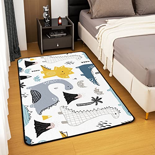 Loussiesd Cartoon Dinosaur Area Rug Cute 3D Digital Print Rugs For Living Room Bedroom Kawaii Jungle Dino Indoor Floor Mat 100 * 150cm - Image 4