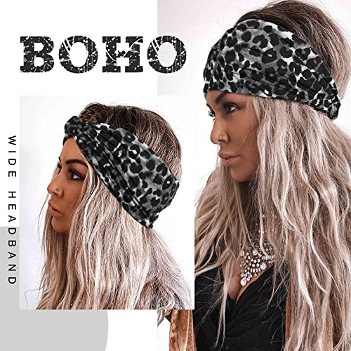 Acenail Wide Headbands Women Knotted Turban Headband Elastic Non Slip Hairbands Boho Head Wraps Workout Leopard Yoga Cotton Hair Scarfs Fashion Hair Accessories For Women 4Pcs thumb #4